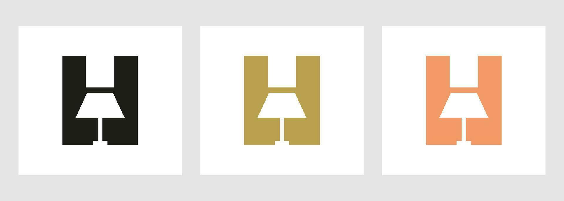 lamp logo Aan brief h. lamp symbool vector sjabloon