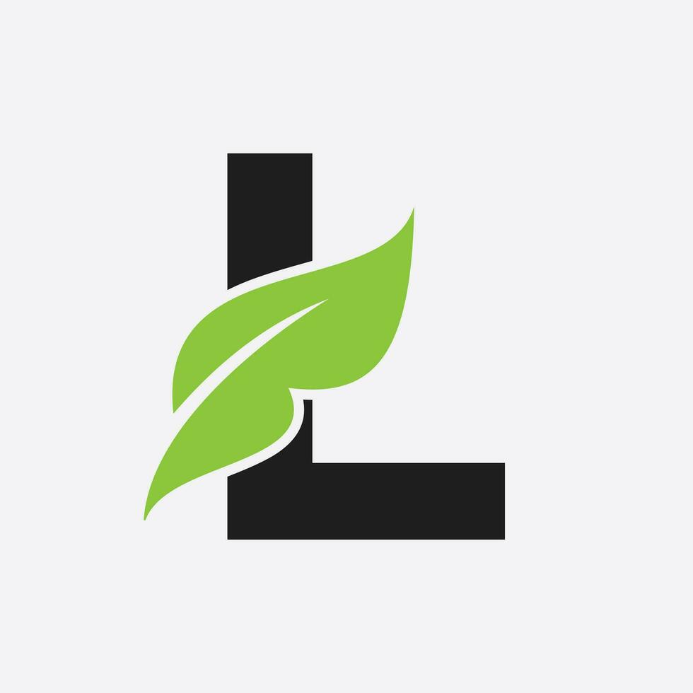 brief l blad logo. eco boerderij logotype vector sjabloon. biologisch symbool