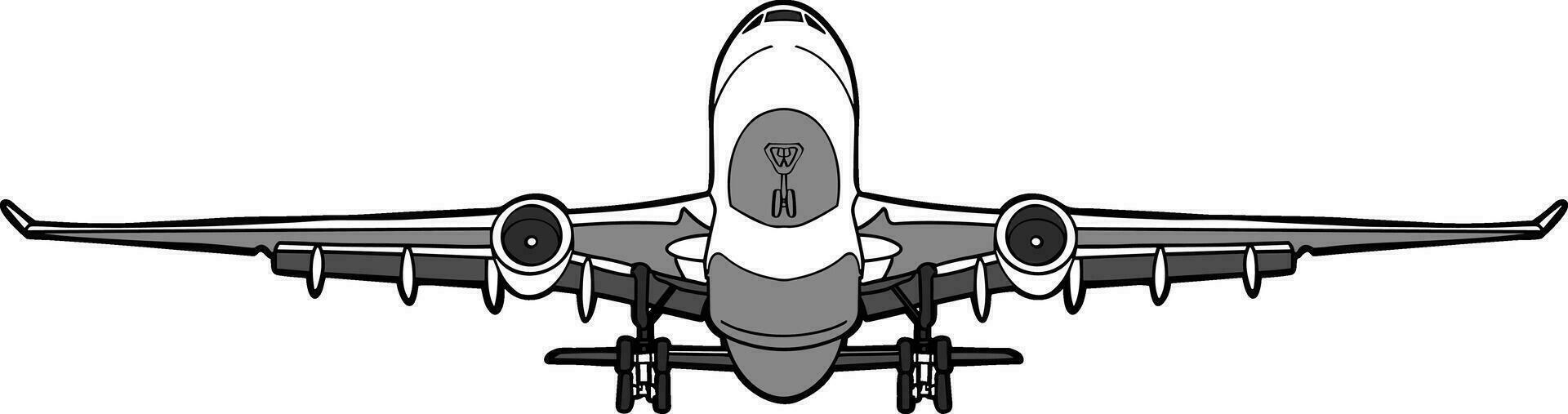 vliegtuig voorkant nemen uit van landingsbaan vector