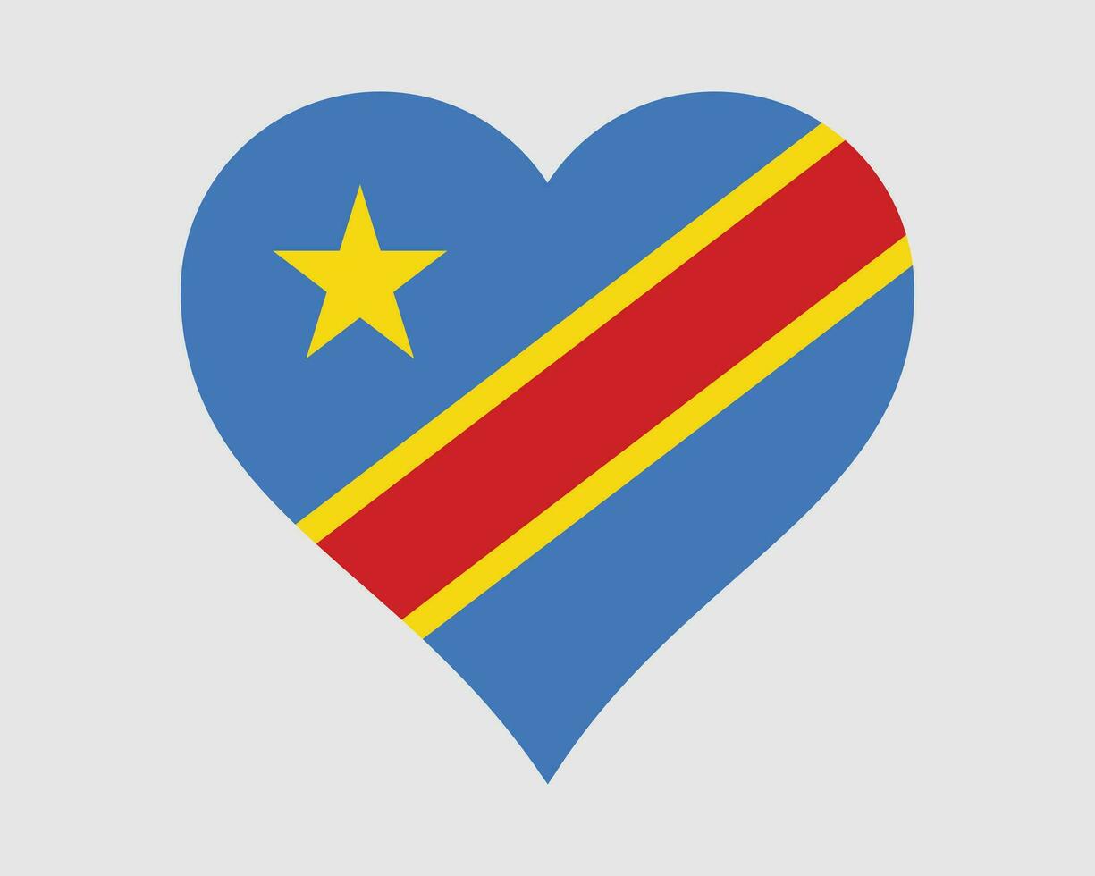 Congo kinshasa hart vlag. dr Congo, drc, droc liefde vorm land natie nationaal vlag. democratisch republiek van de Congo banier icoon teken symbool. eps vector illustratie.