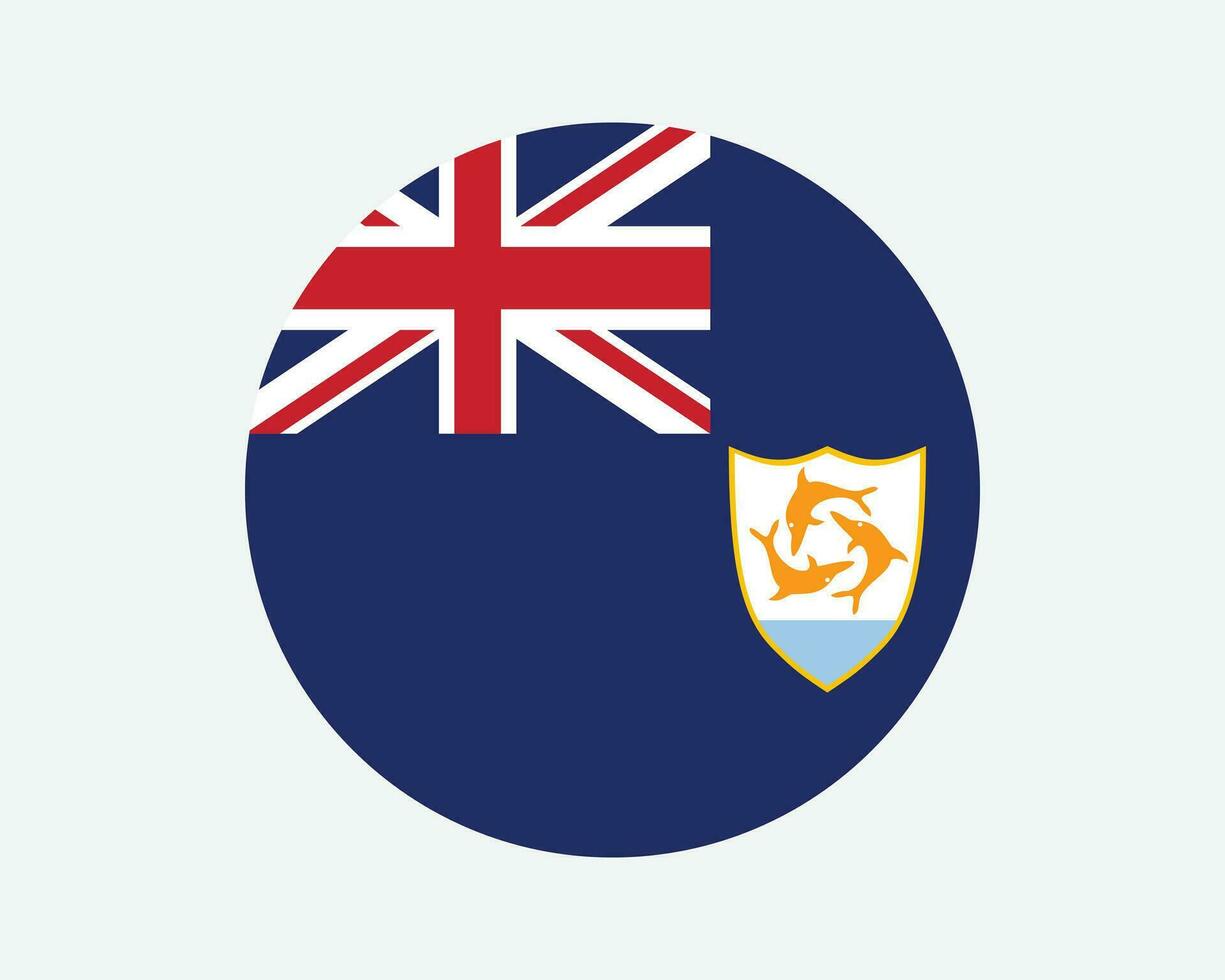 Anguilla ronde vlag. Anguilla cirkel vlag. Brits overzee gebied circulaire vorm knop spandoek. eps vector illustratie.