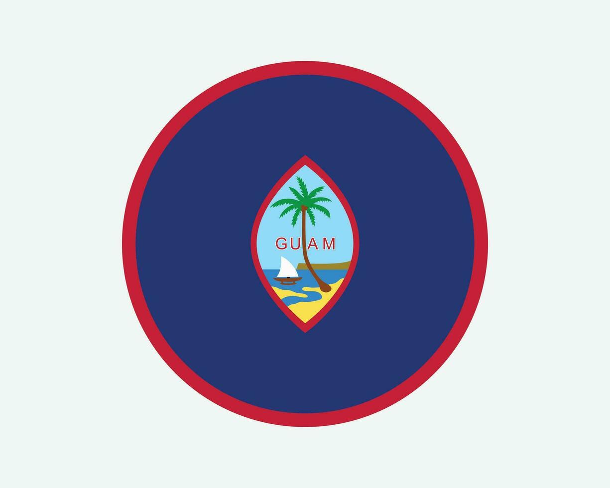 guam ronde vlag. Guamaanse cirkel vlag. zonder rechtspersoonlijkheid en georganiseerd ons Verenigde Staten van Amerika gebied circulaire vorm knop spandoek. eps vector illustratie.