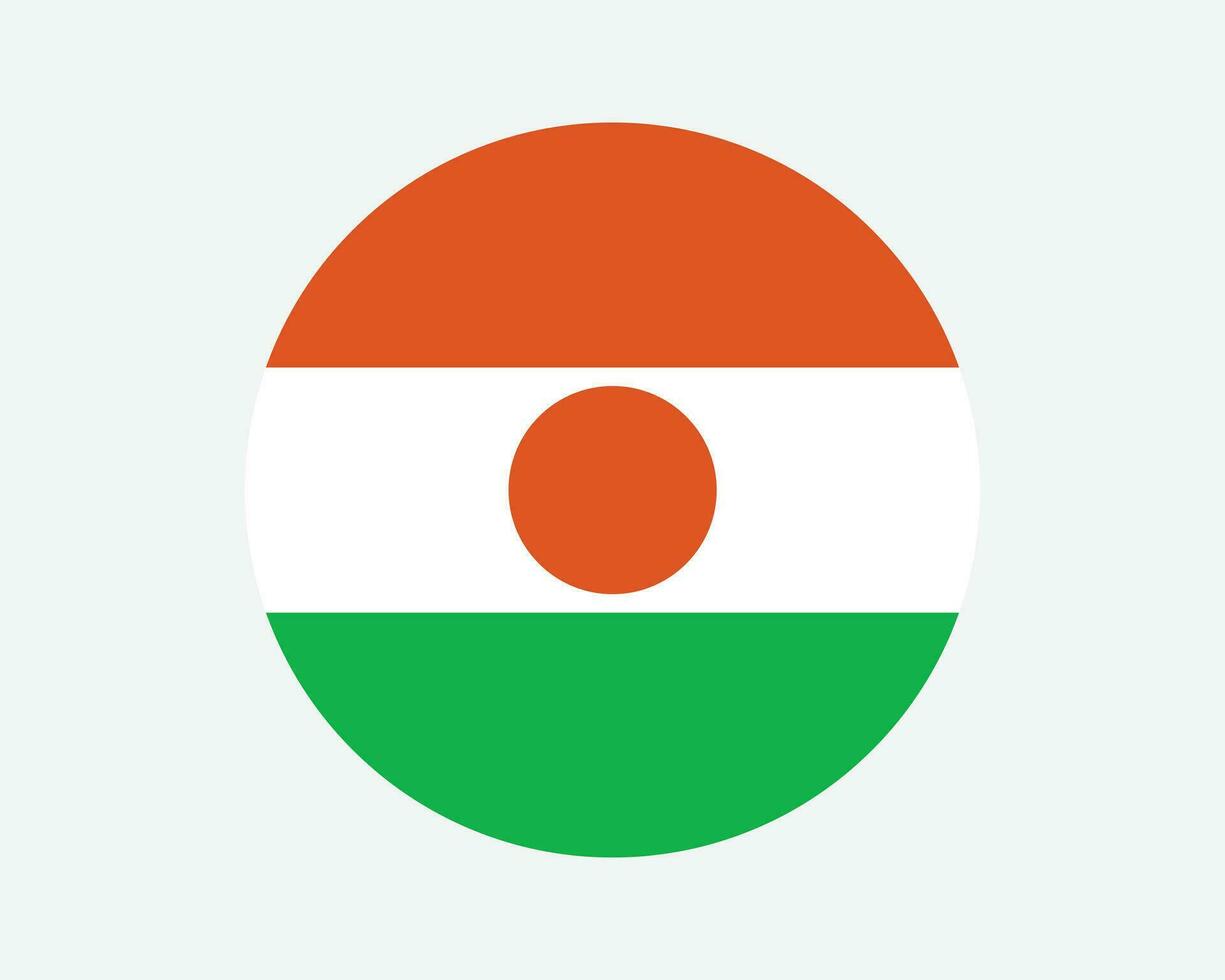 Niger ronde land vlag. nigeriaan cirkel nationaal vlag. republiek van de Niger circulaire vorm knop spandoek. eps vector illustratie.