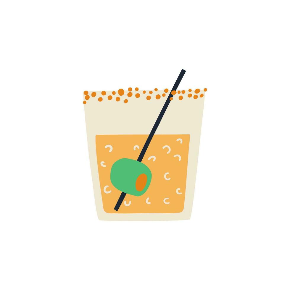 glas met cocktail in vlak stijl. hand- getrokken vector illustratie.