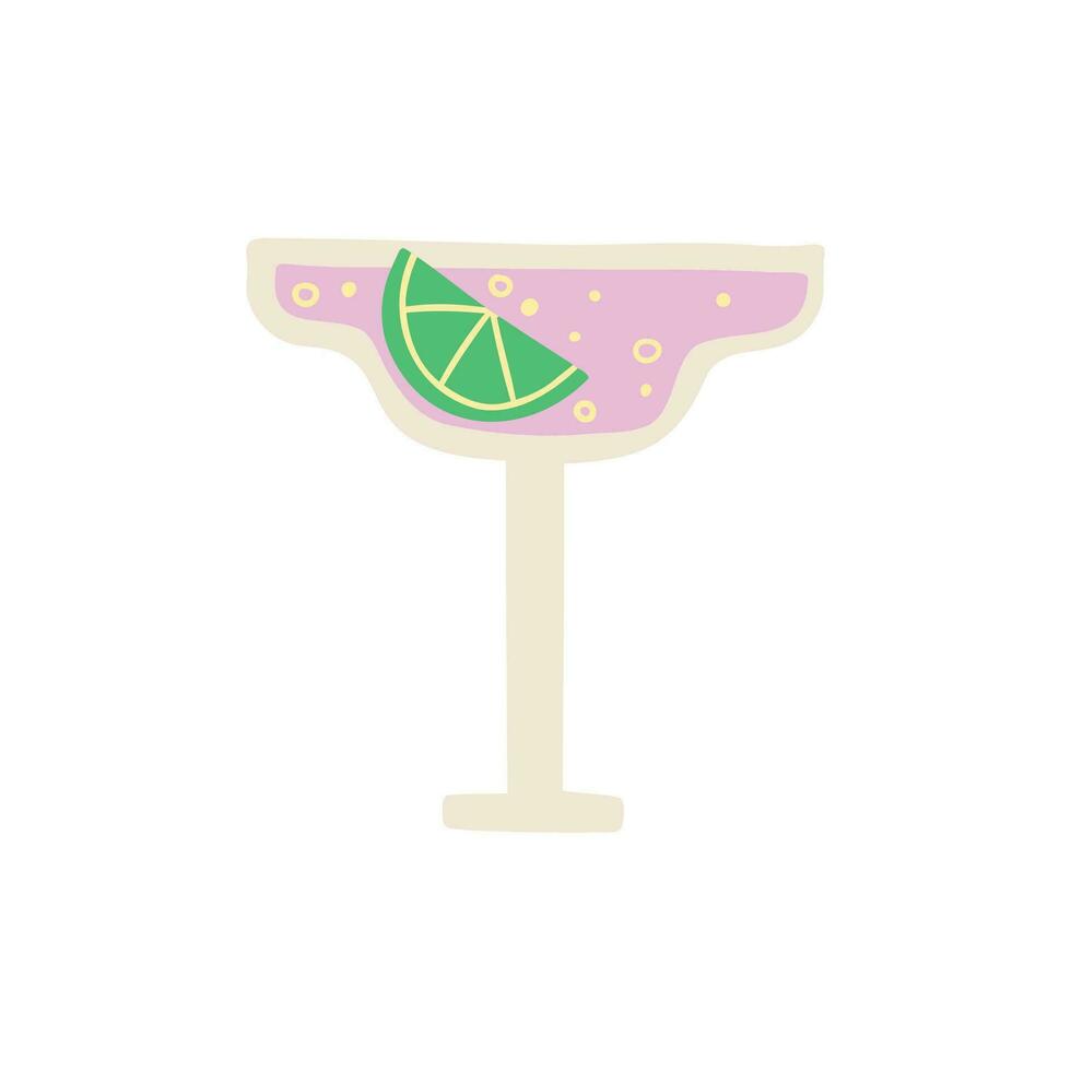 glas met cocktail in vlak stijl. hand- getrokken vector illustratie.