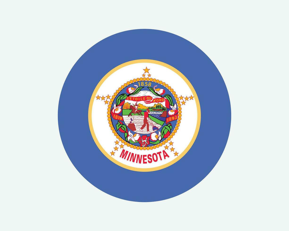 Minnesota Verenigde Staten van Amerika ronde staat vlag. mn, ons cirkel vlag. staat van Minnesota, Verenigde staten van Amerika circulaire vorm knop spandoek. eps vector illustratie.