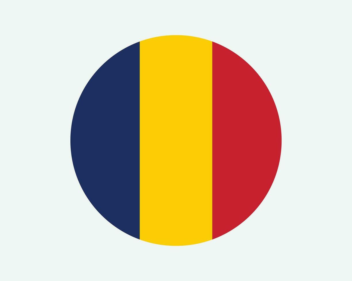 Tsjaad ronde land vlag. circulaire Tsjadisch nationaal vlag. republiek van Tsjaad cirkel vorm knop spandoek. eps vector illustratie.