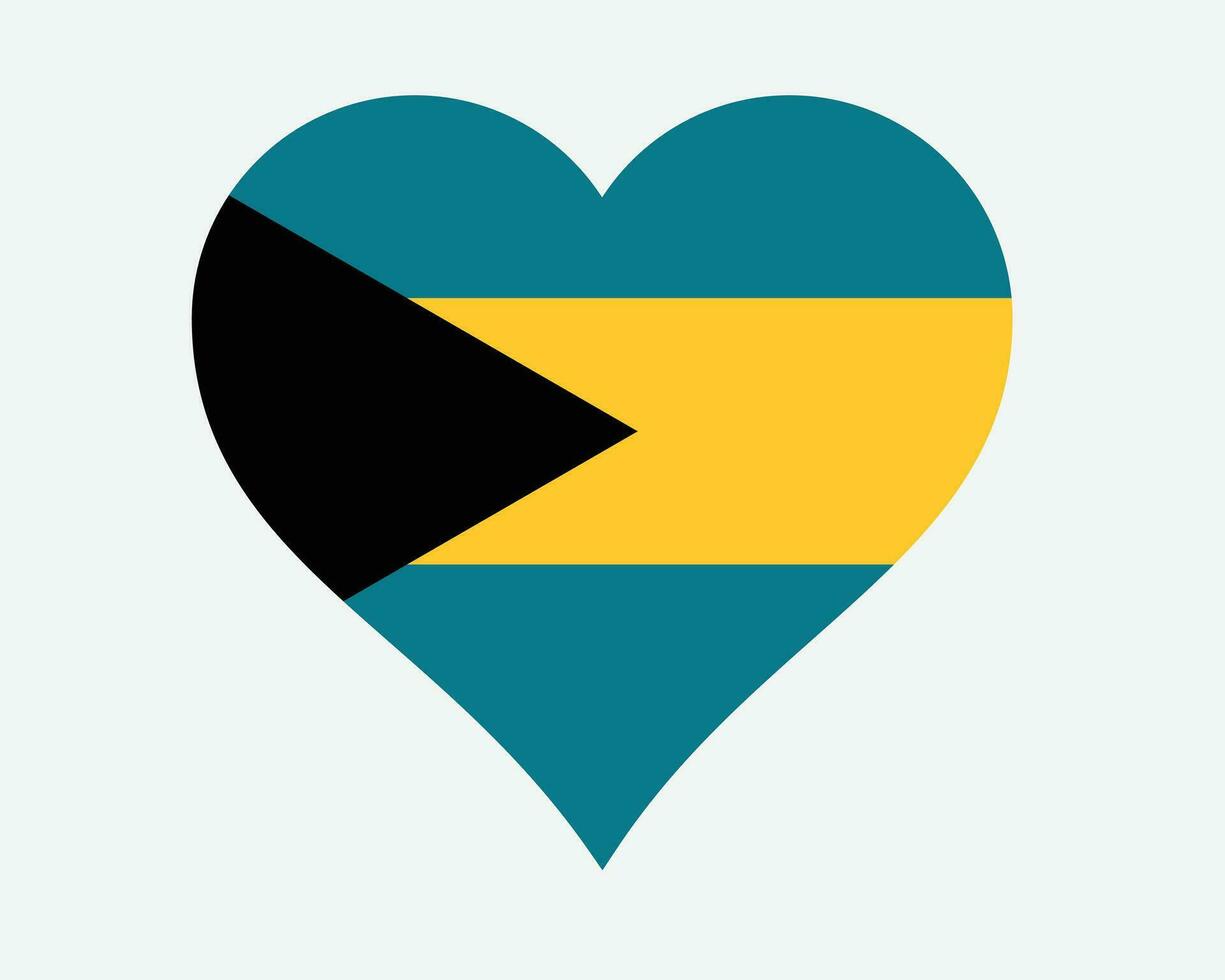de Bahamas hart vlag. Bahamiaans liefde vorm land natie nationaal vlag. Gemenebest van de Bahamas banier icoon teken symbool. eps vector illustratie.