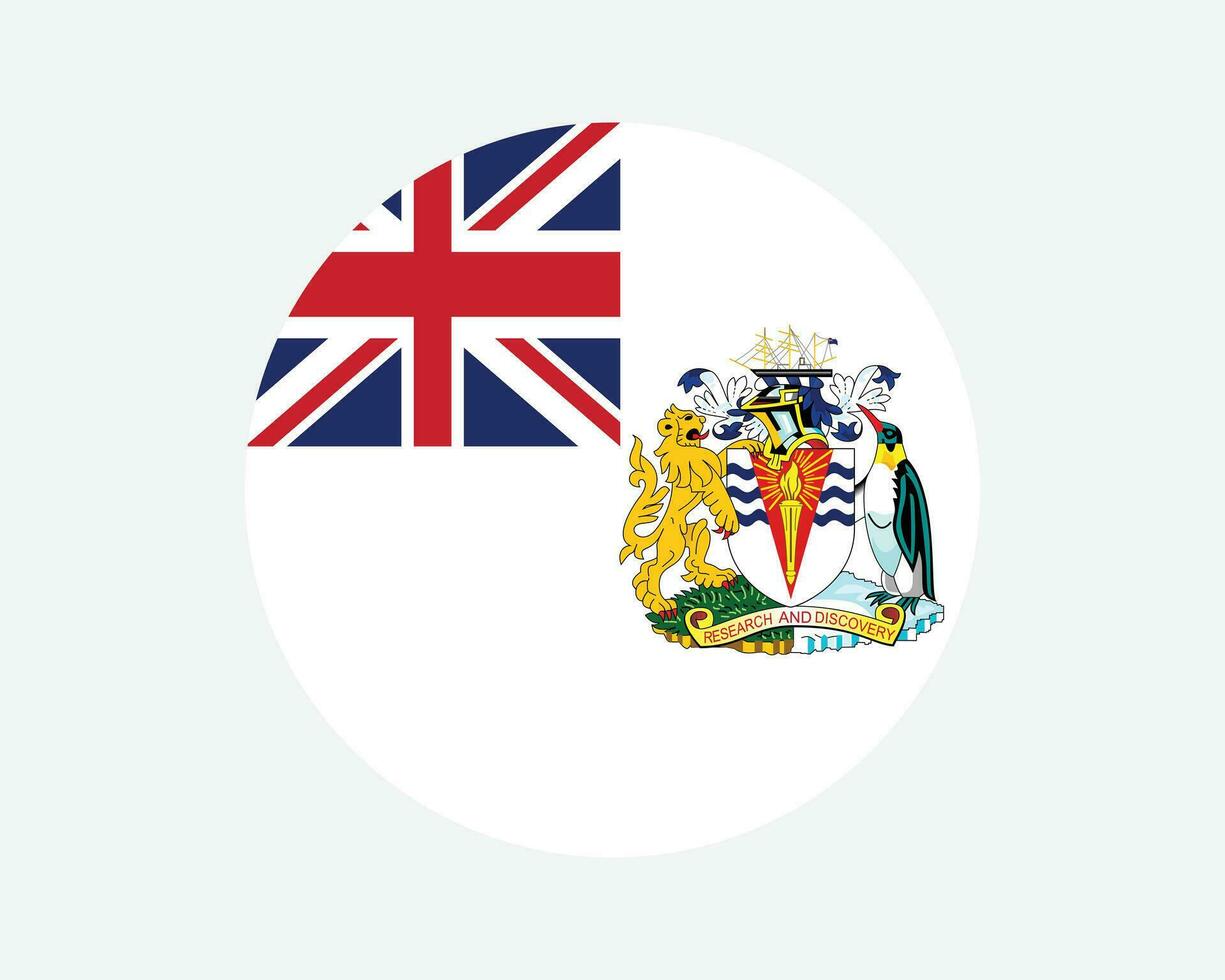 Brits antarctisch gebied ronde vlag. knuppel, Verenigde koninkrijk uk cirkel vlag. Brits overzee gebied circulaire vorm knop spandoek. eps vector illustratie.