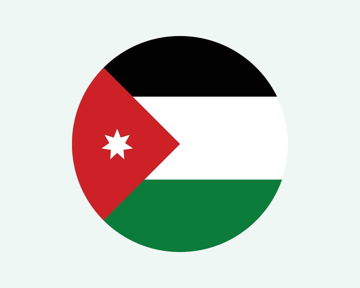 Jordanië ronde land vlag. Jordaans cirkel nationaal vlag. hashemiet koninkrijk van Jordanië circulaire vorm knop spandoek. eps vector illustratie.