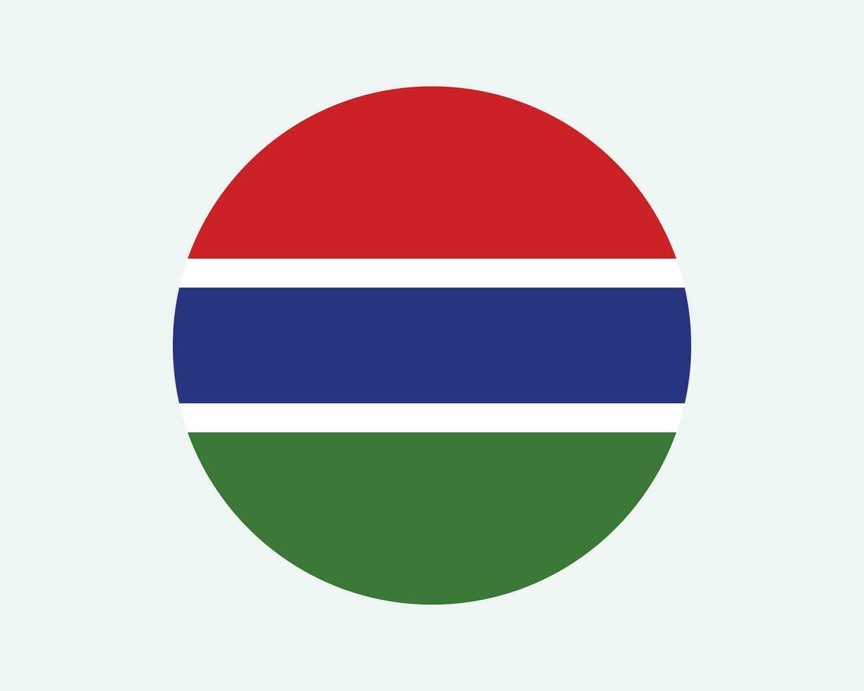 Gambia ronde land vlag. gambiaans cirkel nationaal vlag. republiek van de Gambia circulaire vorm knop spandoek. eps vector illustratie.