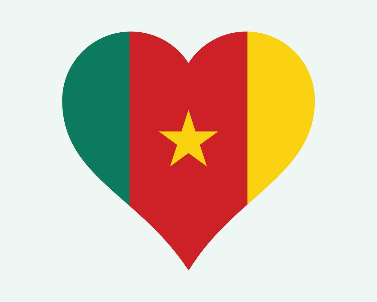 Kameroen hart vlag. Kameroense liefde vorm land natie nationaal vlag. republiek van Kameroen banier icoon teken symbool. eps vector illustratie.