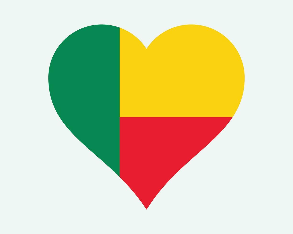 Benin hart vlag. beninees dahomey liefde vorm land natie nationaal vlag. republiek van Benin banier icoon teken symbool. eps vector illustratie.