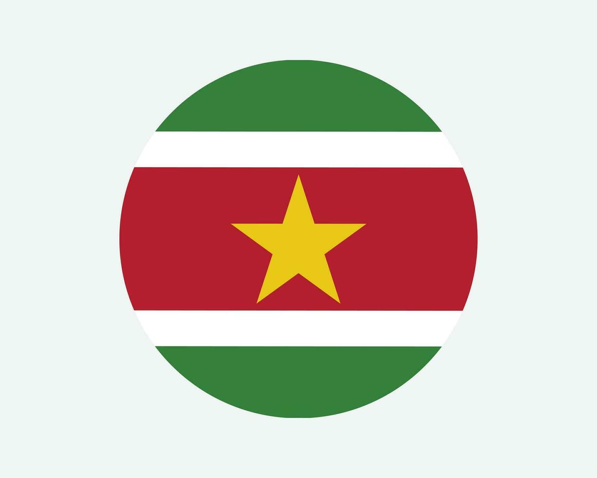 Suriname ronde land vlag. Surinaams cirkel nationaal vlag. republiek van Suriname circulaire vorm knop spandoek. eps vector illustratie.
