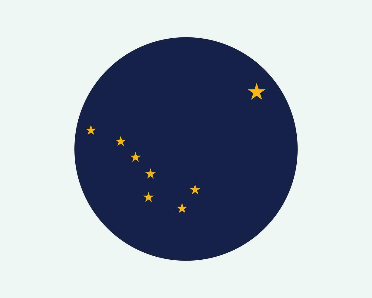 Alaska Verenigde Staten van Amerika ronde staat vlag. ja, ons cirkel vlag. staat van Alaska, Verenigde staten van Amerika circulaire vorm knop spandoek. eps vector illustratie.