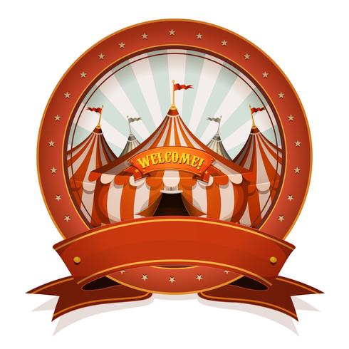 Vintage Circus Badge en lint met grote bovenkant vector