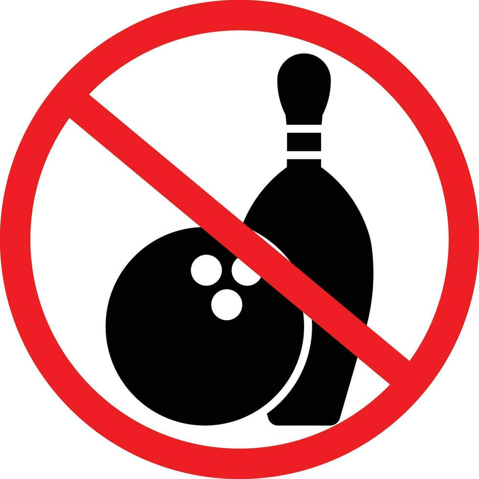 Nee bowling bal en pin verbod sport icoon vector