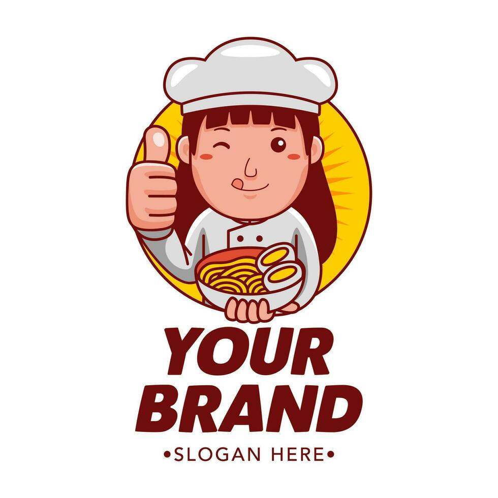 chef tekenfilm karakter logo vector sjabloon