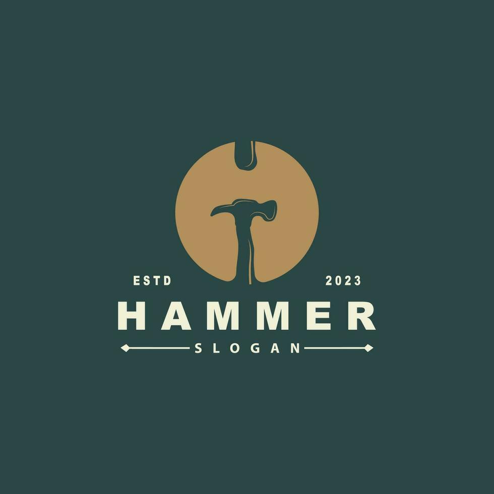 hamer logo, bouwer gereedschap inspiratie ontwerp, vector wijnoogst timmerwerk en mechanica, illustratie sjabloon