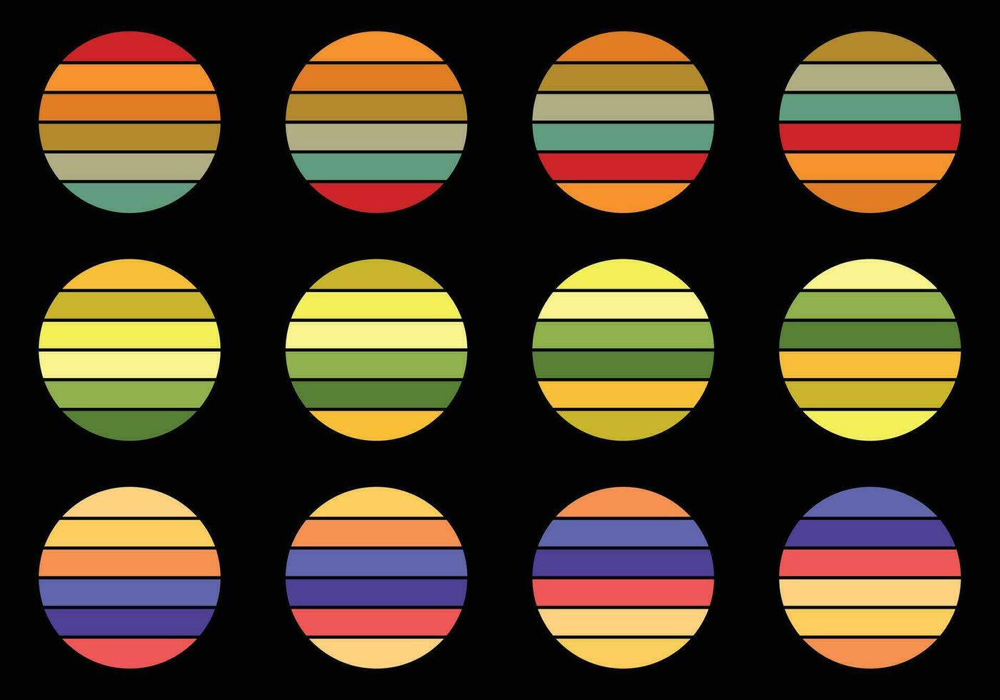 retro wijnoogst zonsondergangen pak illustraties vector achtergrond