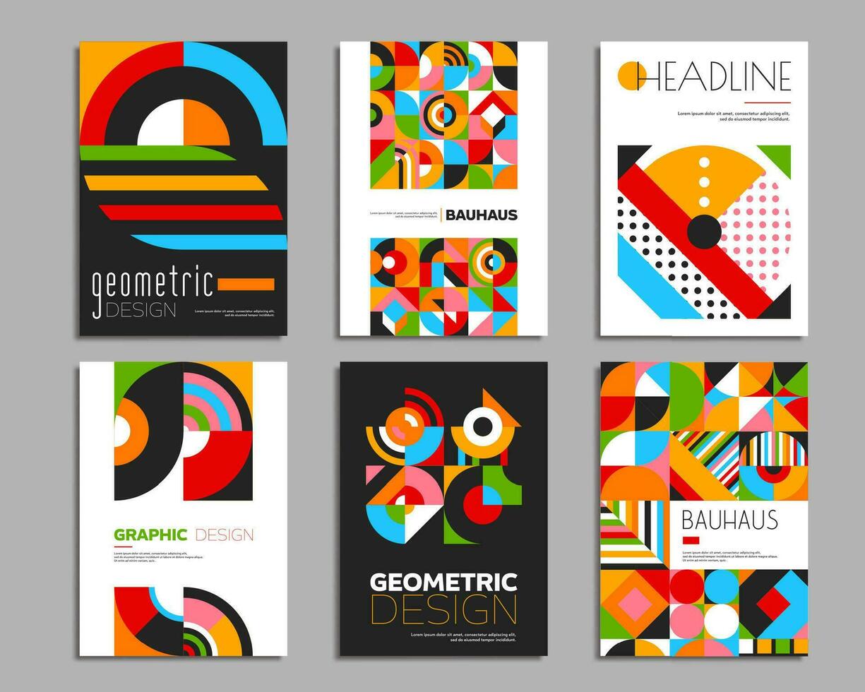 bauhaus posters met meetkundig abstract patronen vector