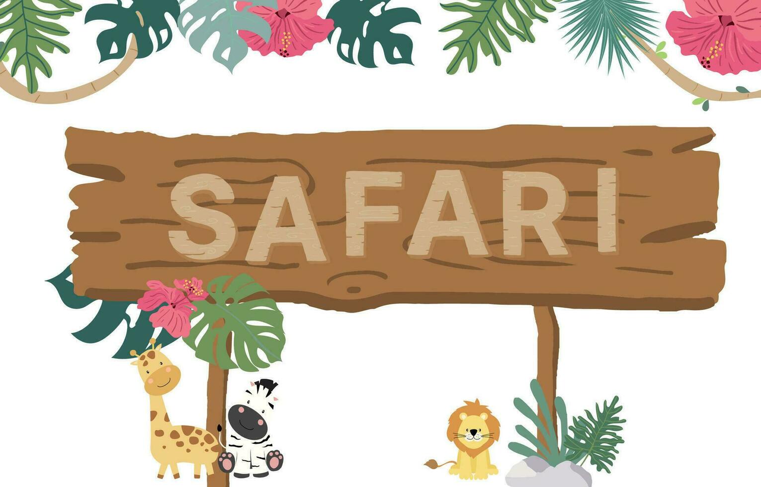 hout kader verzameling van safari achtergrond set.bewerkbaar vector illustratie voor verjaardag uitnodiging, ansichtkaart en sticker