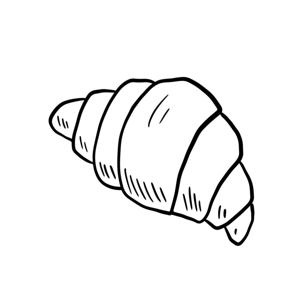 hand- getrokken croissant geïsoleerd Aan wit achtergrond. tekening vector voedsel schetsen geïsoleerd Aan wit