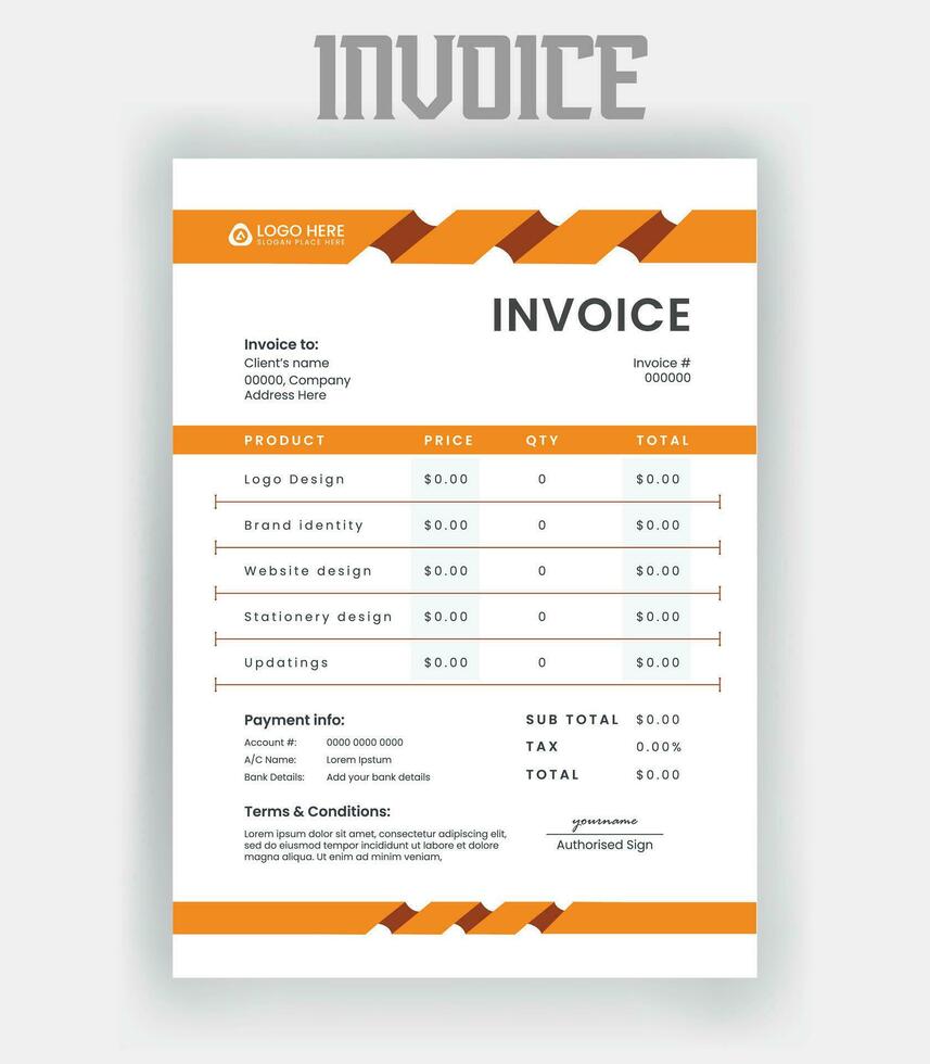 zakelijke modern minimaal bedrijf factuur het formulier sjabloon. facturering citaten, geld rekening, belasting het formulier, betaling ontvangst, prijs facturen en betaling overeenkomst ontwerp sjabloon vector