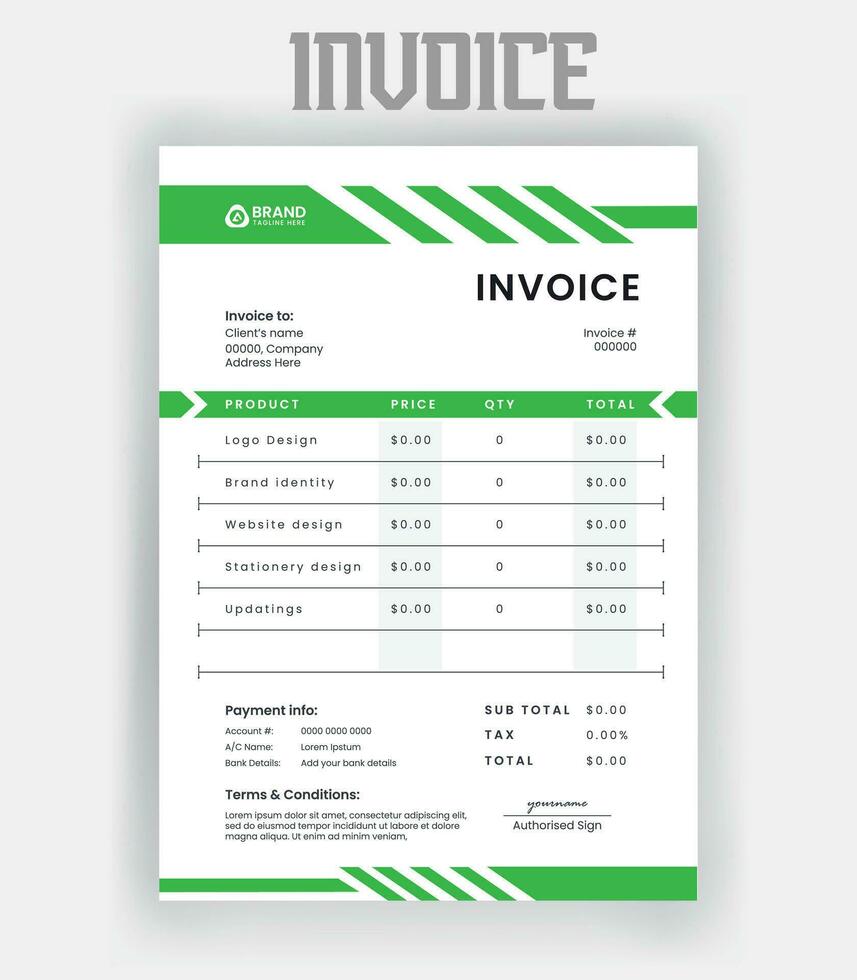 zakelijke modern minimaal bedrijf factuur het formulier sjabloon. facturering citaten, geld rekening, belasting het formulier, betaling ontvangst, prijs facturen en betaling overeenkomst ontwerp sjabloon vector