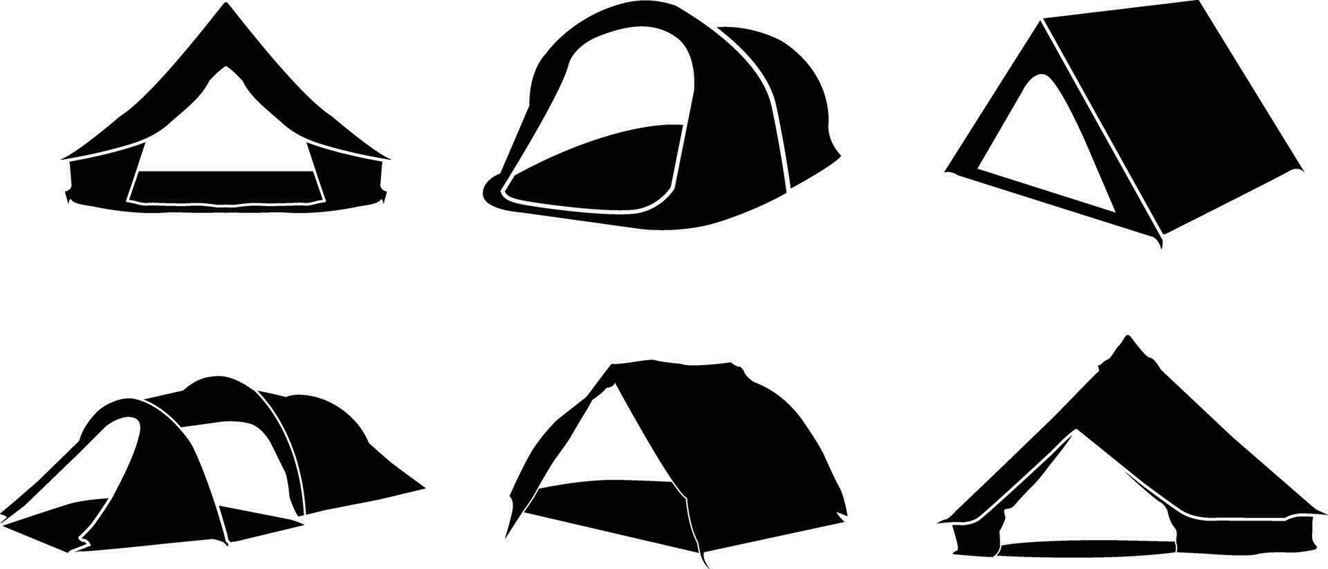 een verzameling van tent silhouetten voor artwork composities vector