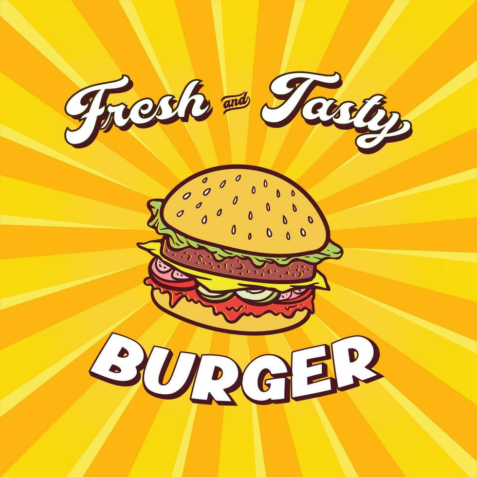 reclame poster tekenfilm hamburger illustratie vector
