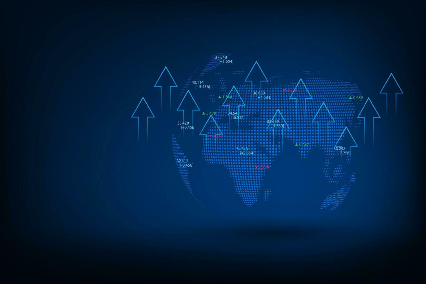 vector voorraad markt diagram handel met wereld kaart.