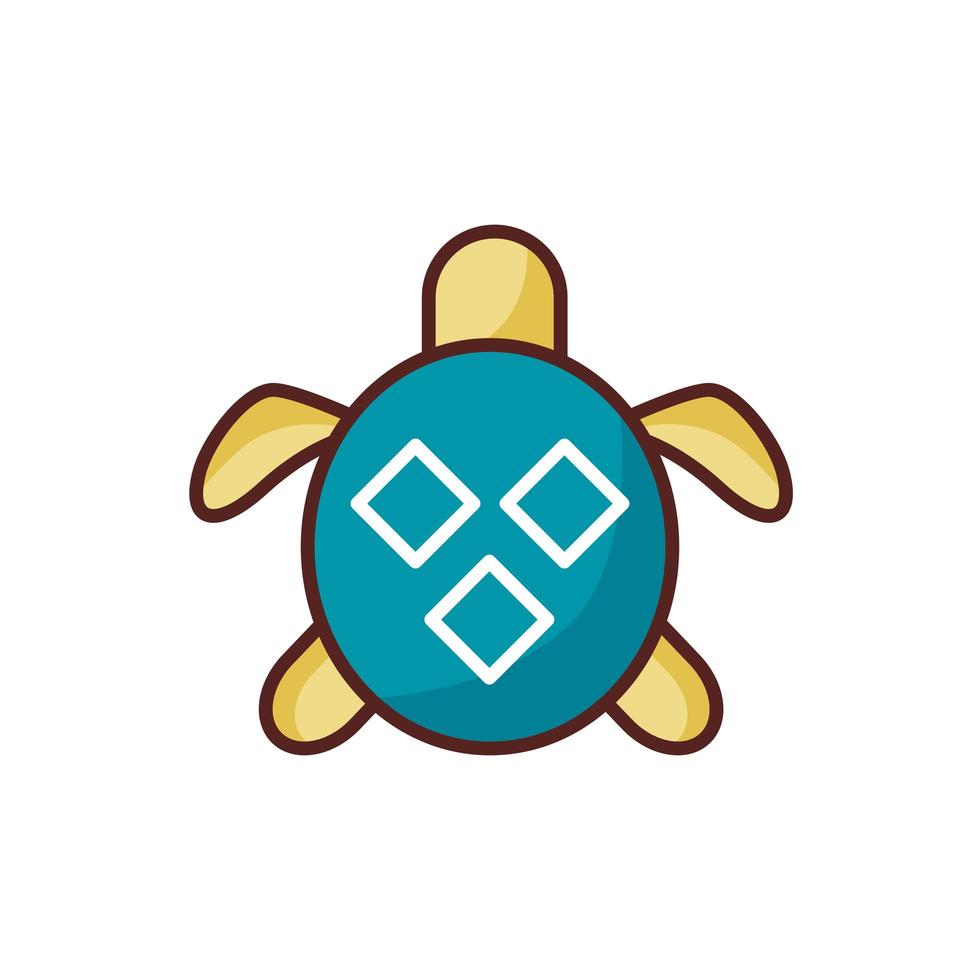 schildpad zee dier lijn kleur stijlicoon vector