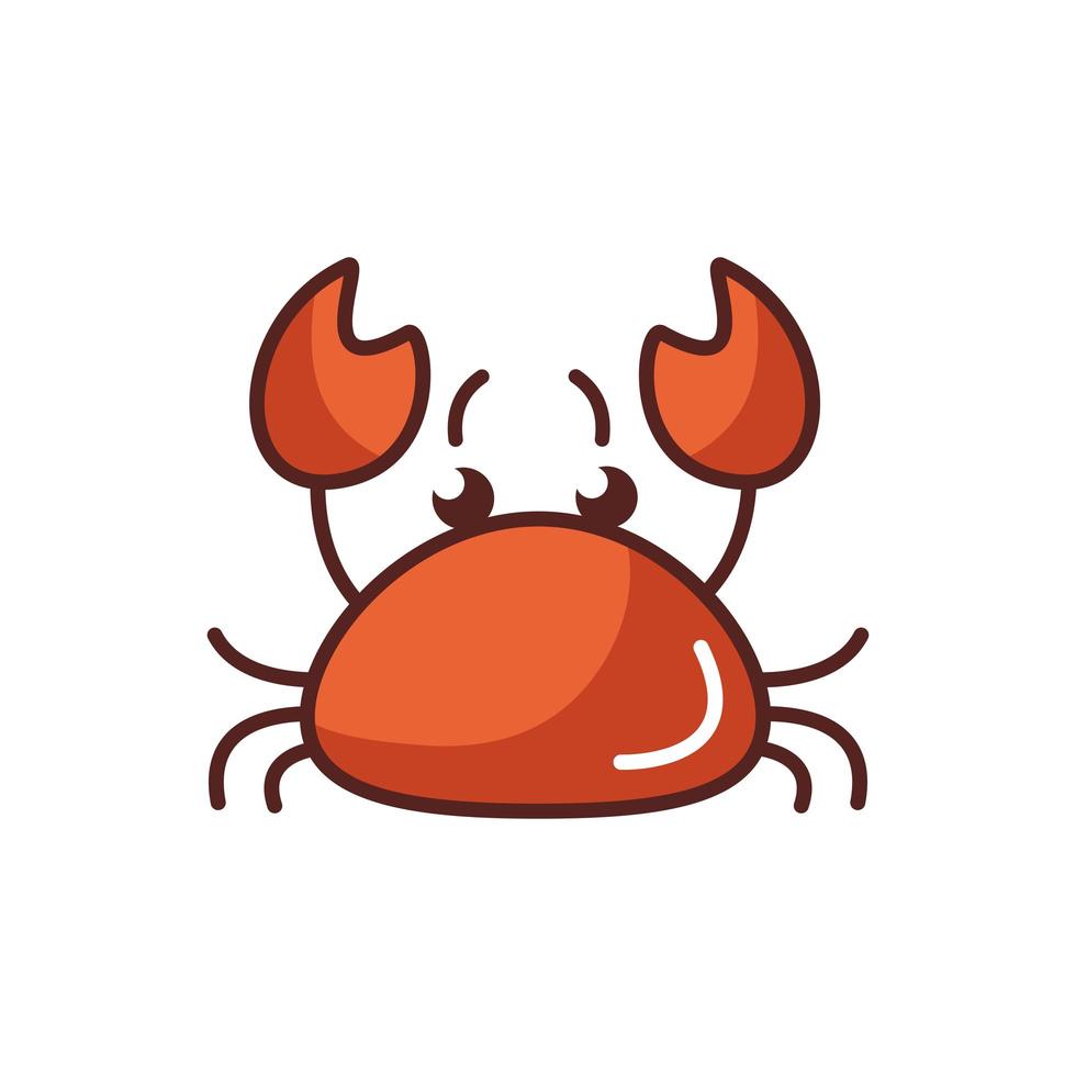 krab zee dier lijn kleur stijlicoon vector