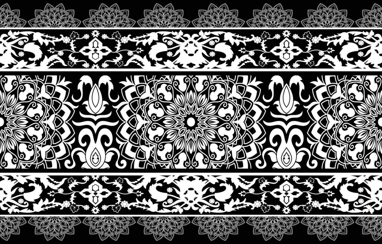 wit wijnoogst kant haken patroon. damast klassiek kant patroon met bloemen en stippel ornament in Victoriaans stijl. zwart polka stippel achtergrond vector veter. mandala