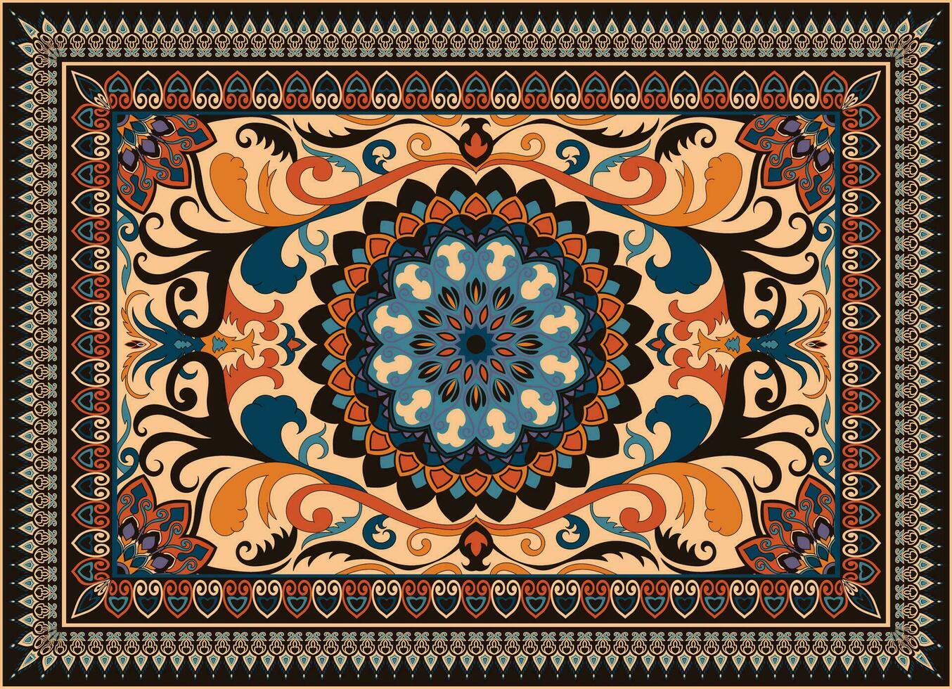 tapijt ontwerp structuur Perzisch en tebriz tapijten ontwerp afdrukken kleding stof ontwerp. mandala vector