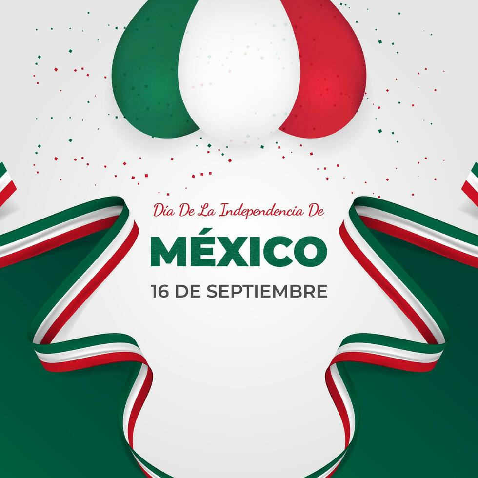 16 de septiembre dia de la independencia de Mexico groet met golvend Mexicaans nationaal vlaggen linten vector