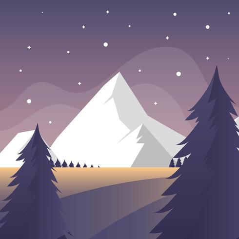 Flat Simple Winter Forest Landscape Vector achtergrond