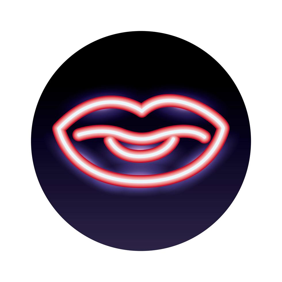 vrouwelijke lippen neonlichten icoon vector