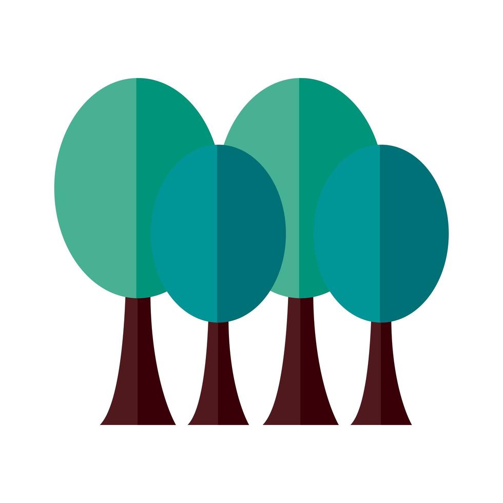 bomen planten bos vlakke stijlicoon vector