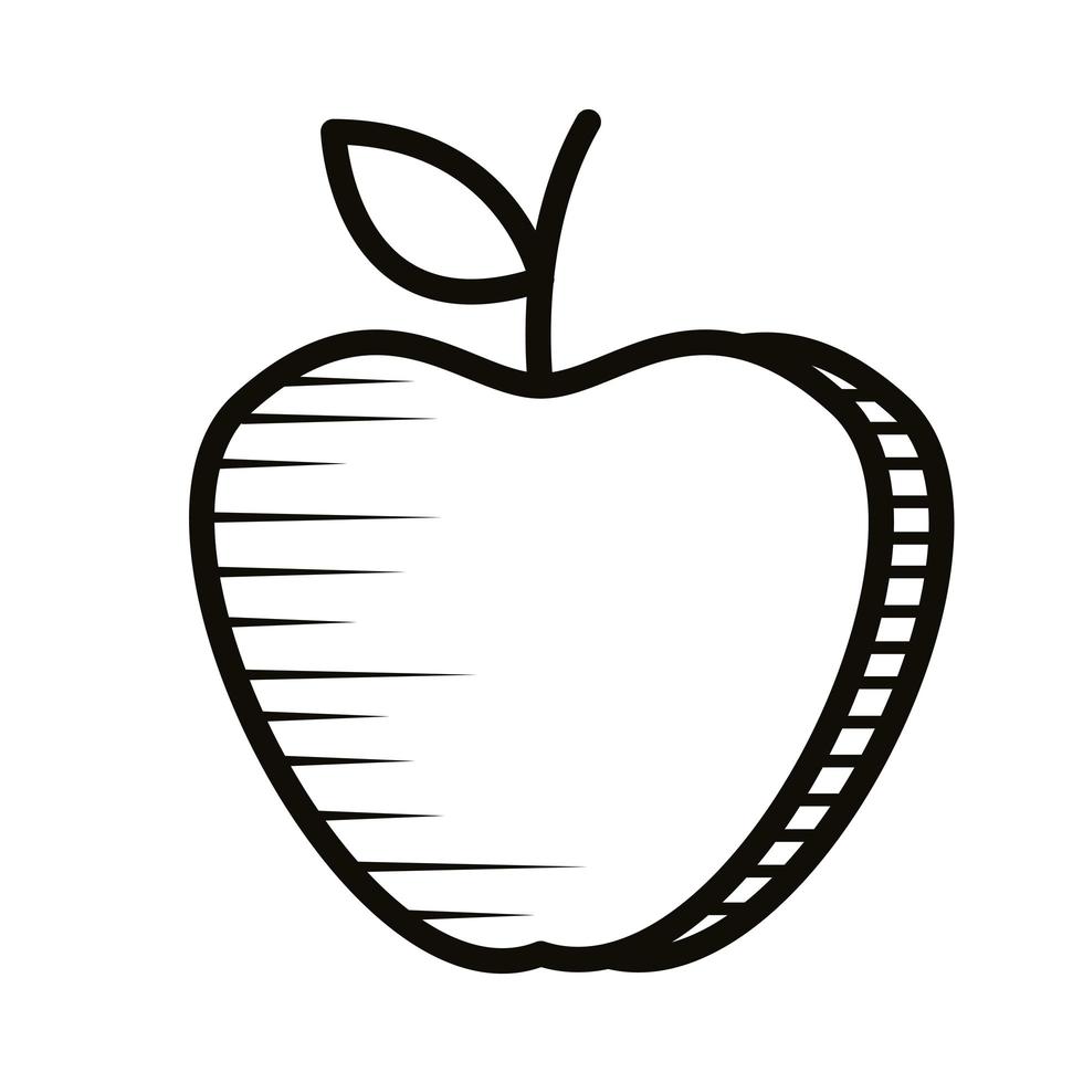 appel vers fruit doodle lijn stijlicoon vector