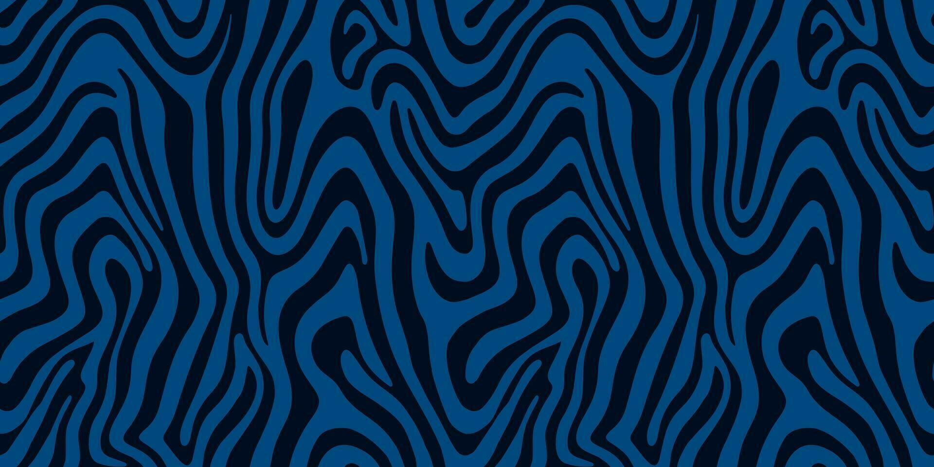 abstract blauw kromme vorm naadloos patroon. monochroom zebra huid behang. dynamisch Golf oppervlakte ornament. vector