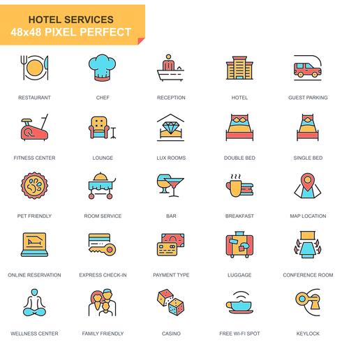 Hoteldiensten Icon Set vector