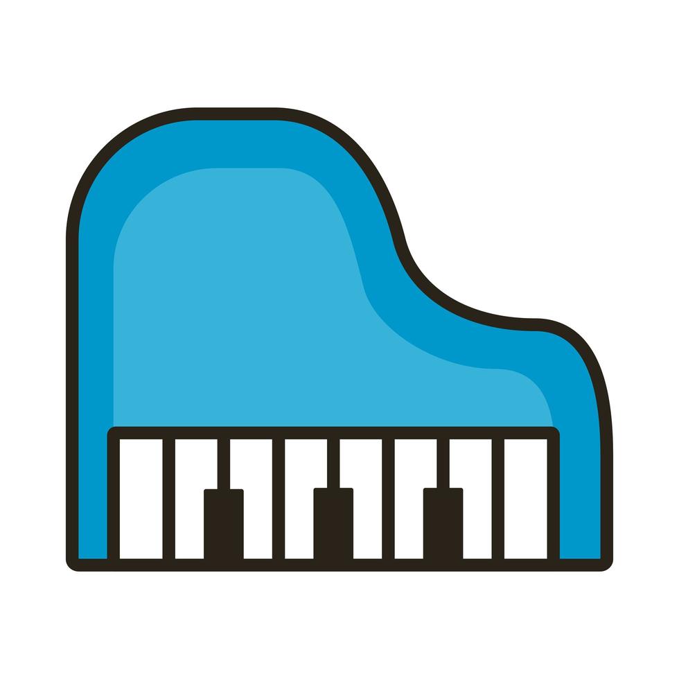 piano muziekinstrument lijn en opvulling stijlicoon vector