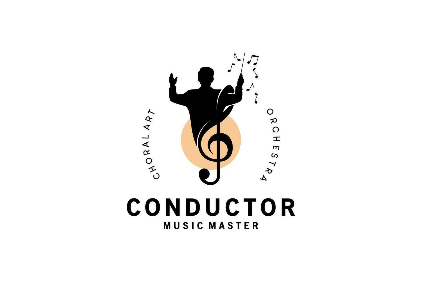 orkest geleider Mens silhouet logo ontwerp, koor geleider muziek- toon vector symbool