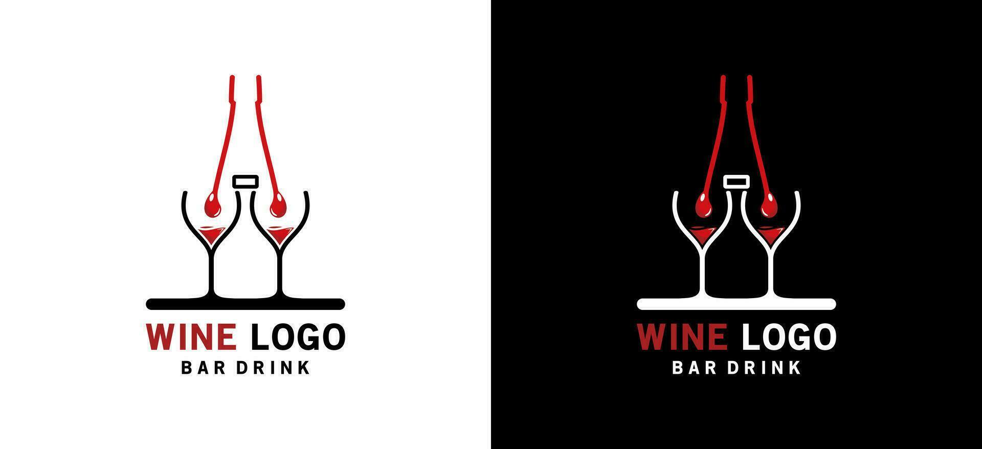 wijn glas en fles logo ontwerp voor creatief abstract bar drinken logo vector