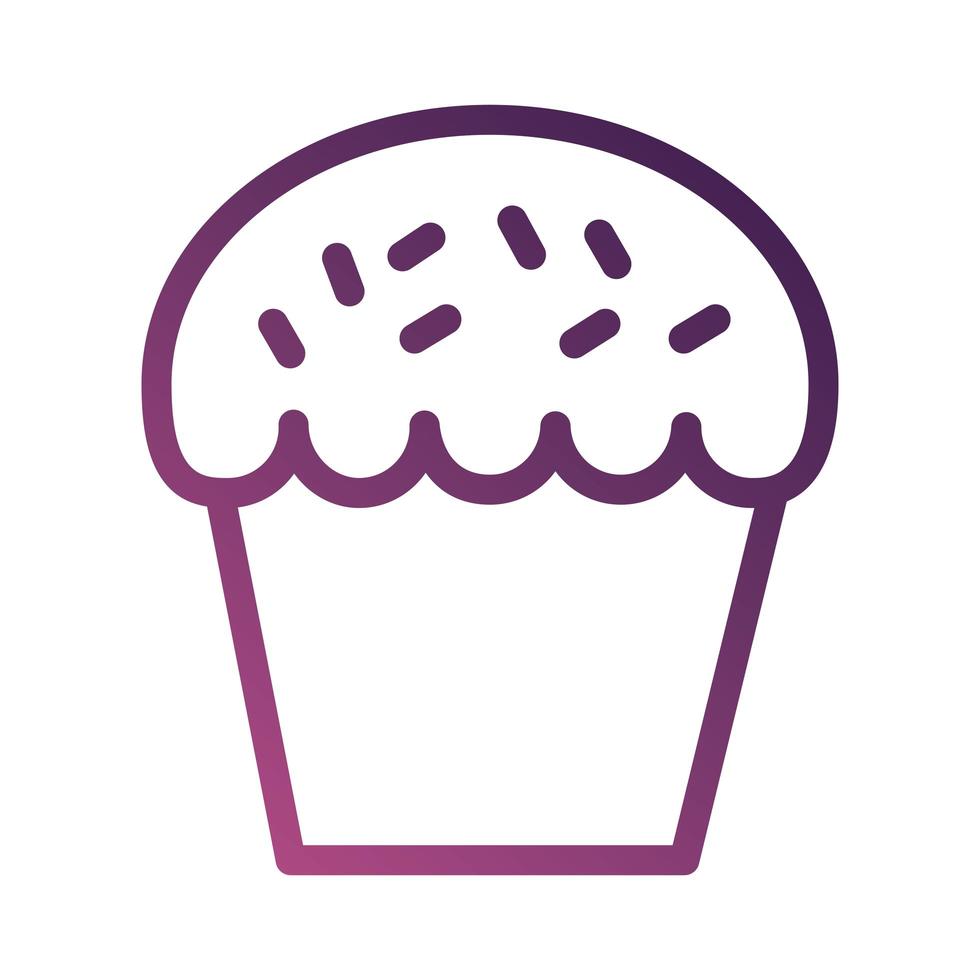 zoete cupcake bakkerij lijn degradiënt stijlicoon vector