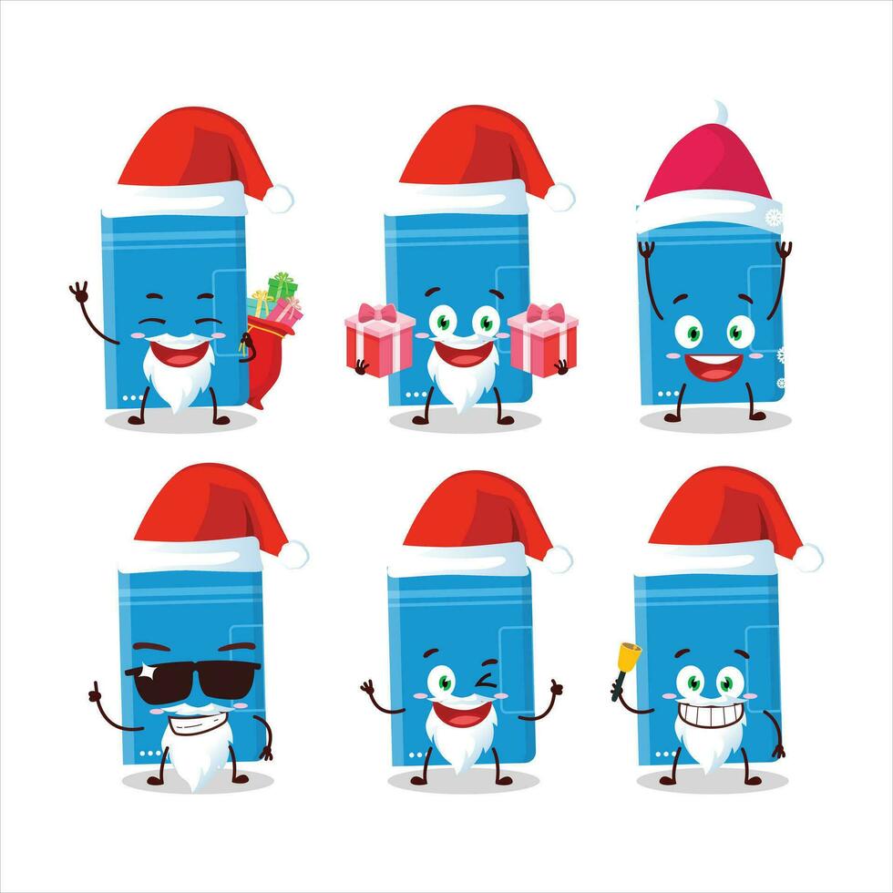 de kerstman claus emoticons met macht bank tekenfilm karakter vector