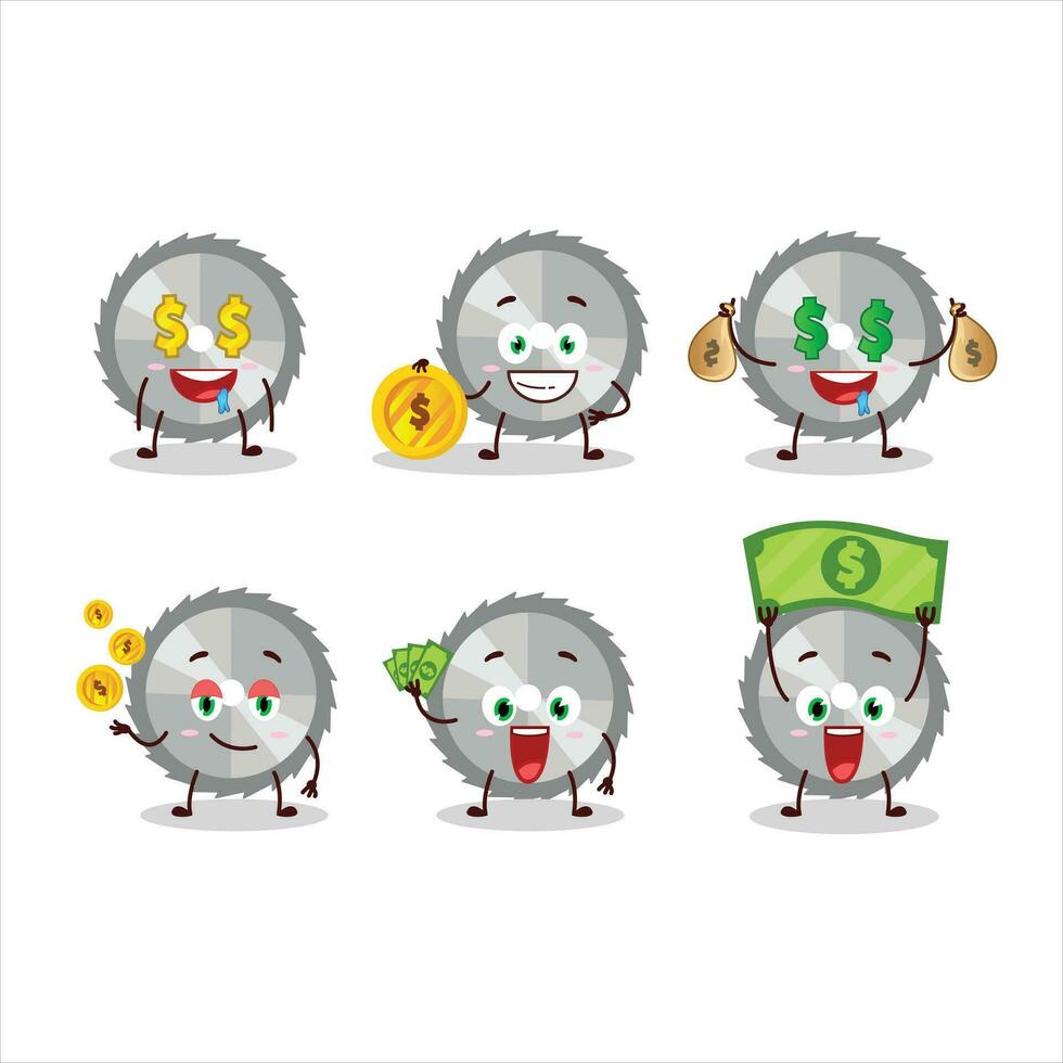 hand- zag tekenfilm karakter met schattig emoticon brengen geld vector