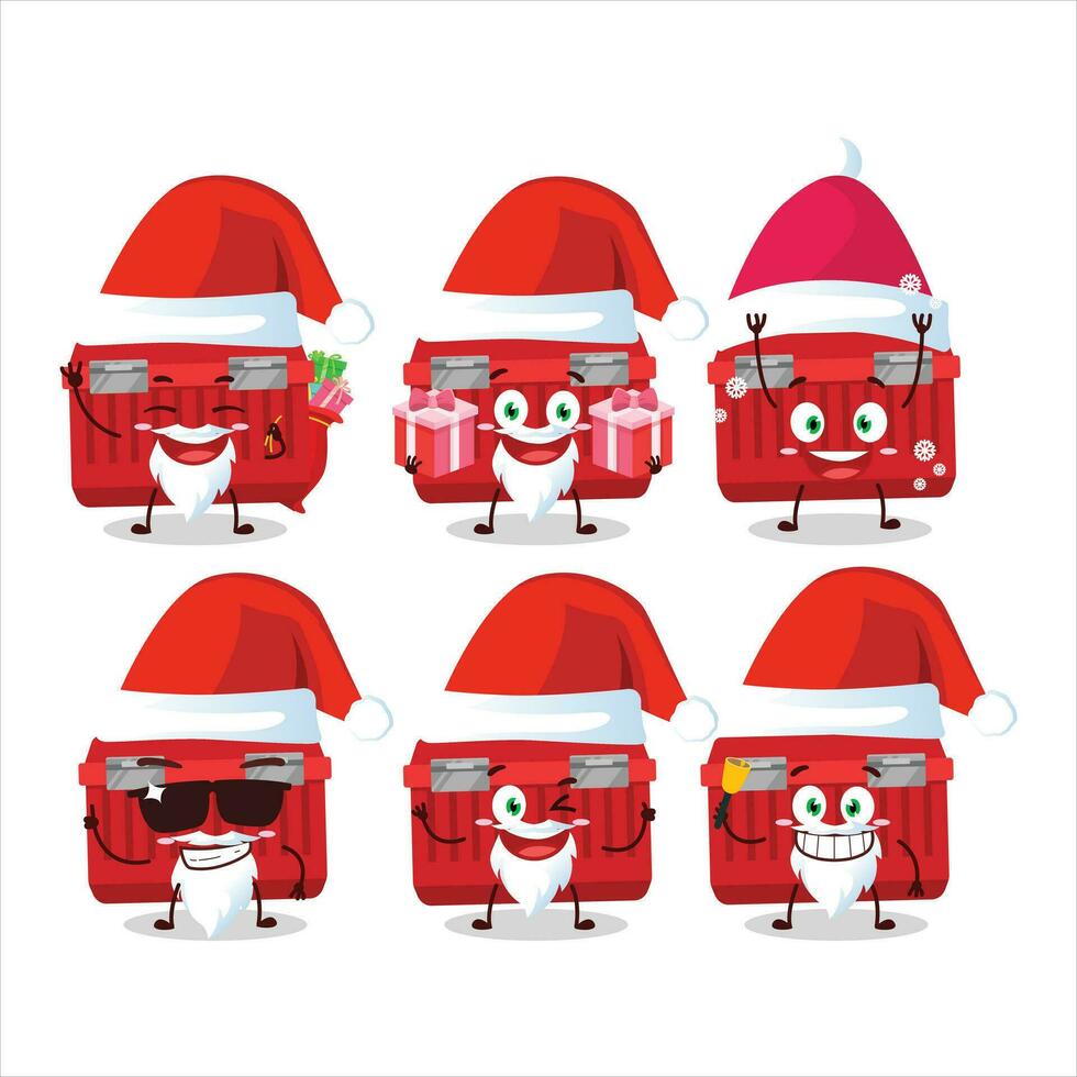 de kerstman claus emoticons met rood gereedschapskist tekenfilm karakter vector